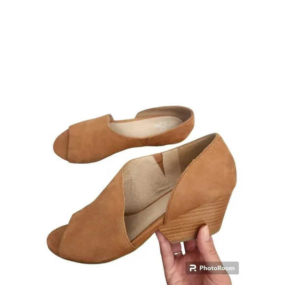 Eileen Fisher Fig Nubuck Open Size Shoes Cognac Brown Size 8 - Picture 1 of 7